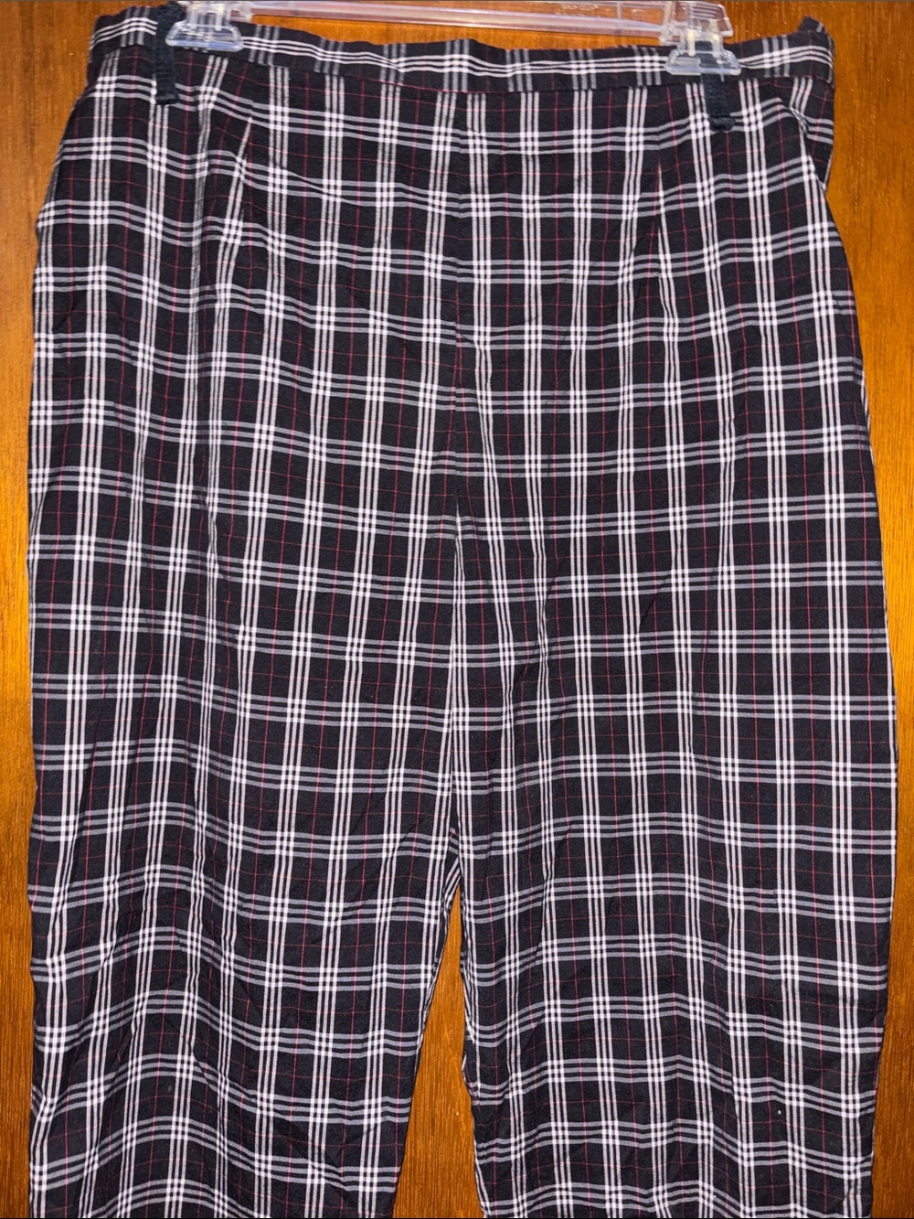 Harold's Black Plaid Straight Leg Pants with White and Red Windowpane